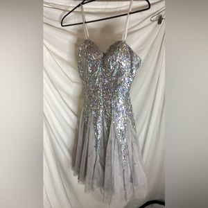 Sparkling silver prom dress